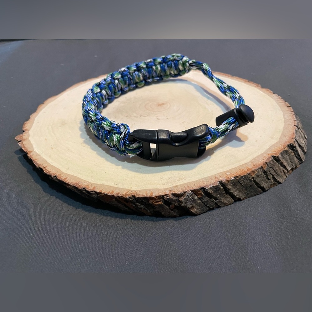 Cute Paracord Dog Collar Blue, Green & White